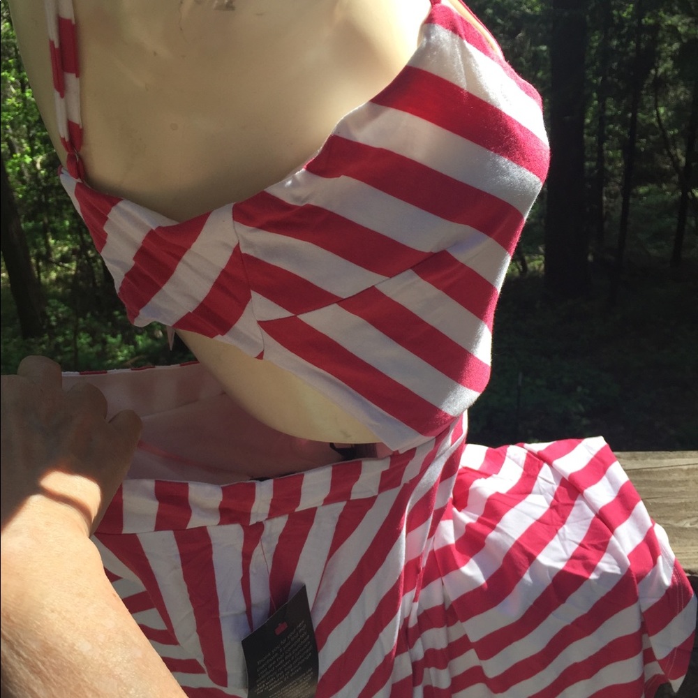 Bebe dusty rose and white striped halter sun dress - Picture 11 of 12